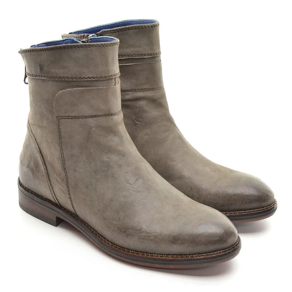 Stefano Castelli Gray Leather Back Zip Boots 36 New